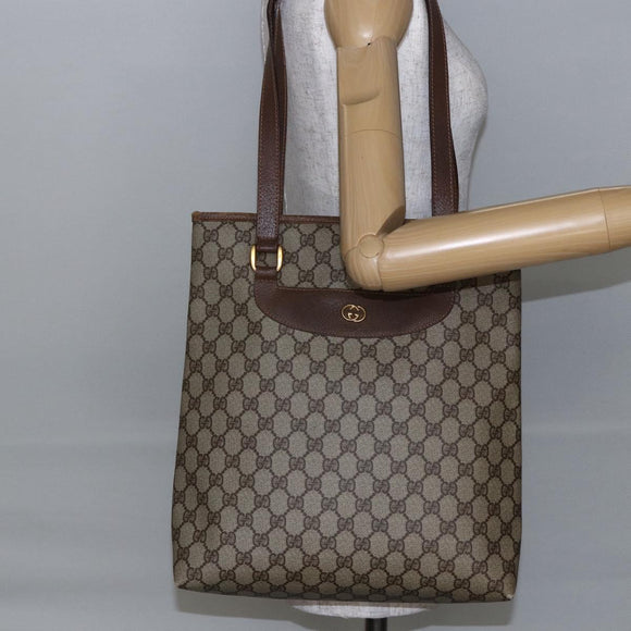 GUCCI GG Supreme Tote Bag PVC Beige Gold 002 39 6130 Auth ep11076
