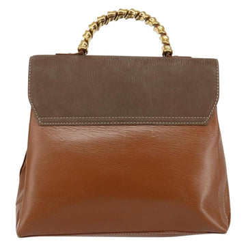 LOEWE Velazquez Hand Bag Suede Leather Brown Gold Auth ep11077 - 0