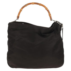 GUCCI Bamboo Hand Bag Nylon 2way Brown Auth ep11084 - 0