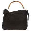 GUCCI Bamboo Hand Bag Nylon 2way Brown Auth ep11084-3
