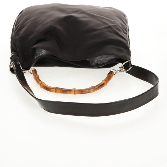 GUCCI Bamboo Hand Bag Nylon 2way Brown Auth ep11084