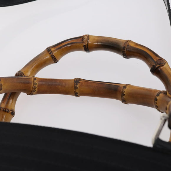 GUCCI Bamboo Hand Bag Nylon 2way Black Auth ep11085