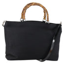 GUCCI Bamboo Hand Bag Nylon 2way Black Auth ep11085-1