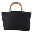 GUCCI Bamboo Hand Bag Nylon 2way Black Auth ep11085-13
