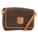 CELINE Macadam Canvas Shoulder Bag PVC Leather Brown Gold Auth ep11087-1