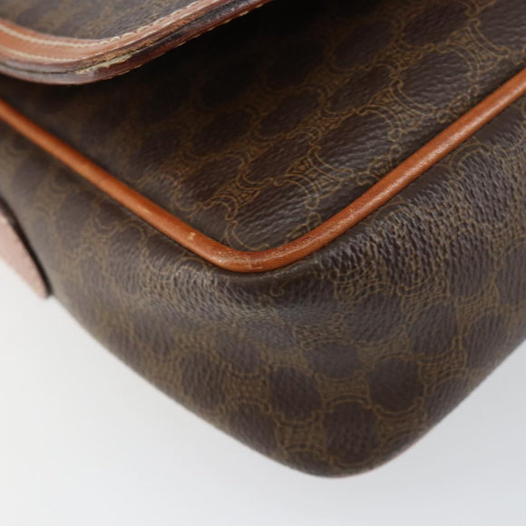 CELINE Macadam Canvas Shoulder Bag PVC Leather Brown Gold Auth ep11087