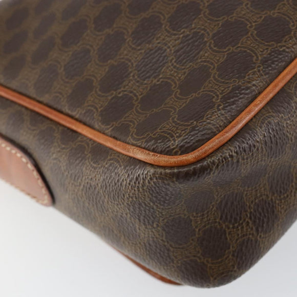 CELINE Macadam Canvas Shoulder Bag PVC Leather Brown Gold Auth ep11087