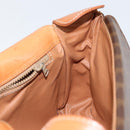 CELINE Macadam Canvas Shoulder Bag PVC Leather Brown Gold Auth ep11087-18