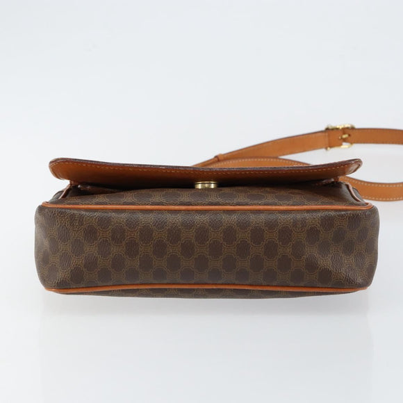 CELINE Macadam Canvas Shoulder Bag PVC Leather Brown Gold Auth ep11087