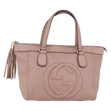GUCCI Soho Tote Bag Leather Pink Auth ep11088