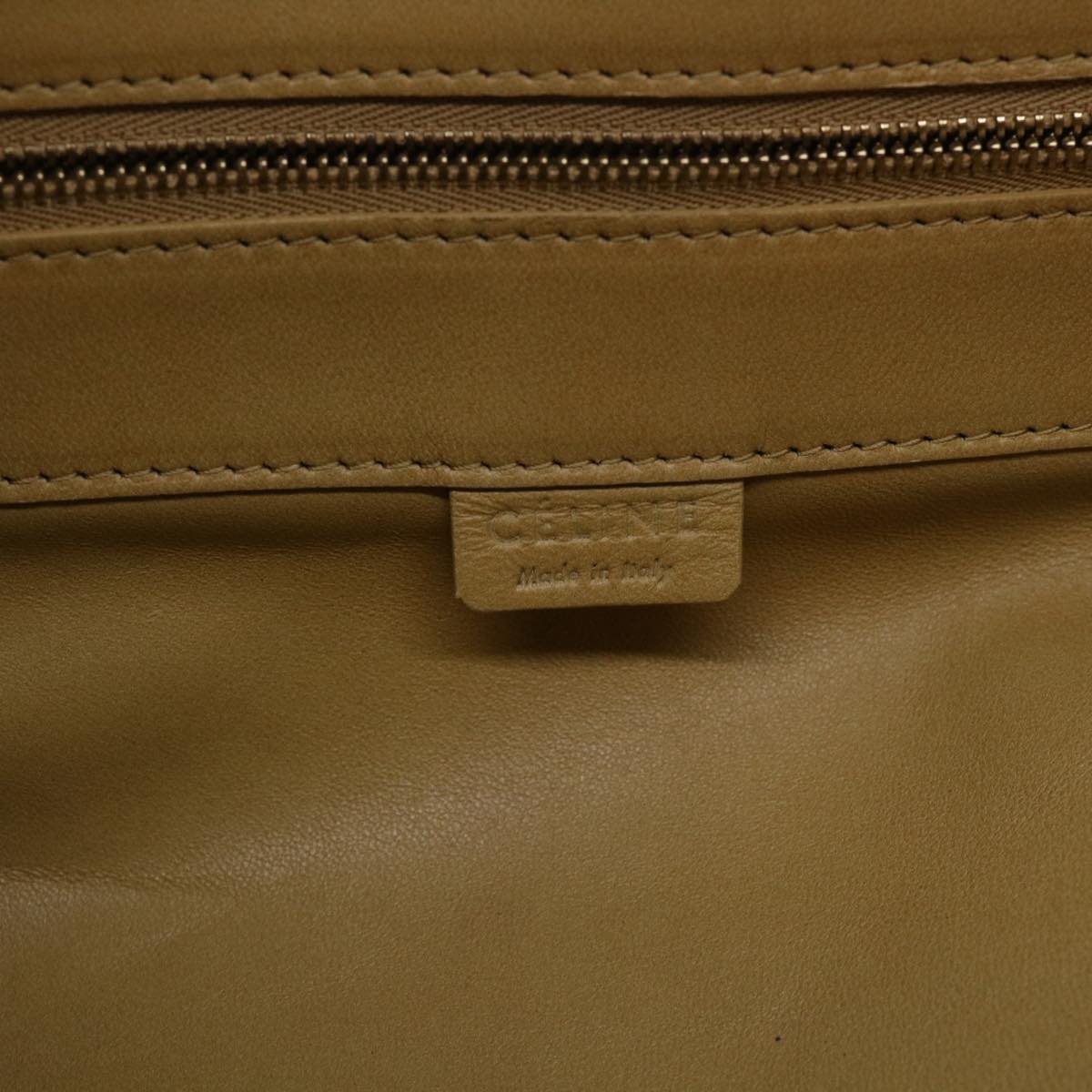 CELINE Shoulder Bag Leather Beige Auth ep1109