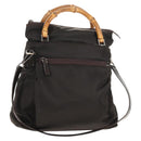 GUCCI Bamboo Hand Bag Nylon 2way Brown Auth ep11094-1