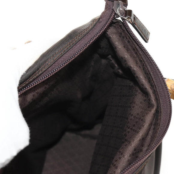 GUCCI Bamboo Hand Bag Nylon 2way Brown Auth ep11094