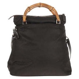 GUCCI Bamboo Hand Bag Nylon 2way Brown Auth ep11094 - 0