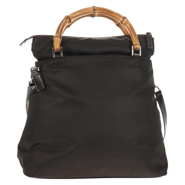 GUCCI Bamboo Hand Bag Nylon 2way Brown Auth ep11094 - 0