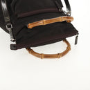 GUCCI Bamboo Hand Bag Nylon 2way Brown Auth ep11094-6