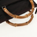 GUCCI Bamboo Hand Bag Nylon 2way Brown Auth ep11094-7
