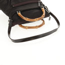 GUCCI Bamboo Hand Bag Nylon 2way Brown Auth ep11094-8