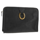Christian Dior Trotter Canvas Clutch Bag PVC Black Gold Auth ep11095V-1
