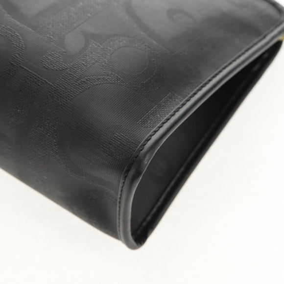 Christian Dior Trotter Canvas Clutch Bag PVC Black Gold Auth ep11095V