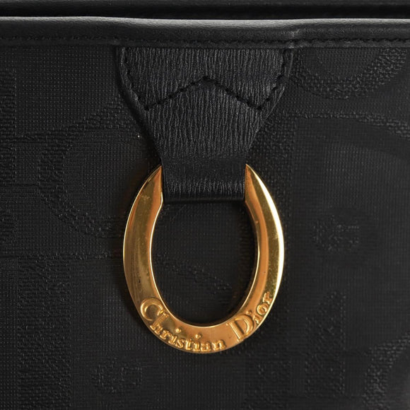 Christian Dior Trotter Canvas Clutch Bag PVC Black Gold Auth ep11095V