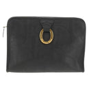 Christian Dior Trotter Canvas Clutch Bag PVC Black Gold Auth ep11095V-2