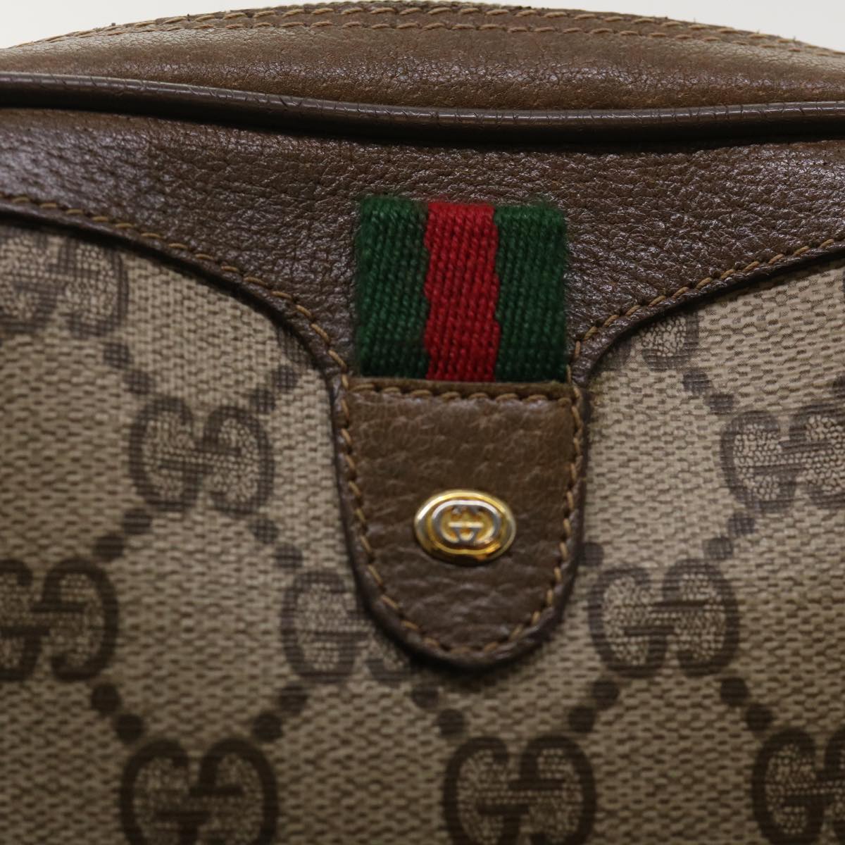 GUCCI GG Canvas Web Sherry Line Shoulder Bag Beige Red 89.02.066 Auth ep1110