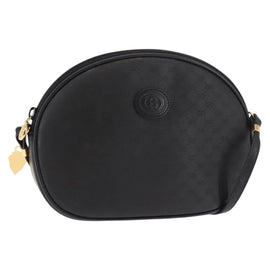 GUCCI Micro GG Canvas Shoulder Bag PVC Leather Black Auth ep11104