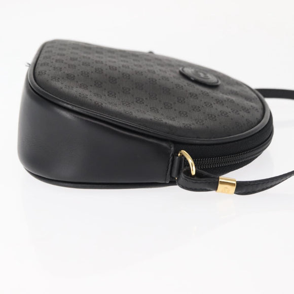 GUCCI Micro GG Canvas Shoulder Bag PVC Leather Black Auth ep11104