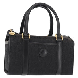 GUCCI Hand Bag Canvas Black Gold Auth ep11115