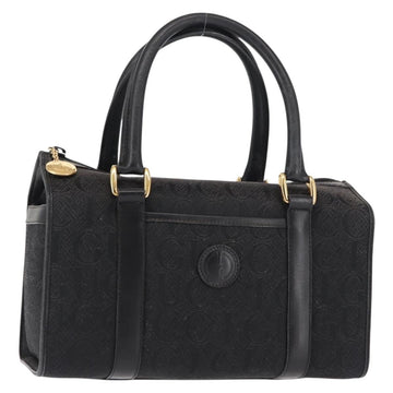 GUCCI Hand Bag Canvas Black Gold Auth ep11115