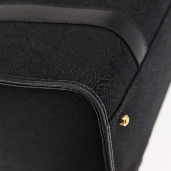 GUCCI Hand Bag Canvas Black Gold Auth ep11115