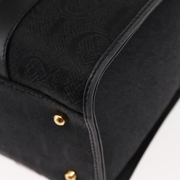 GUCCI Hand Bag Canvas Black Gold Auth ep11115