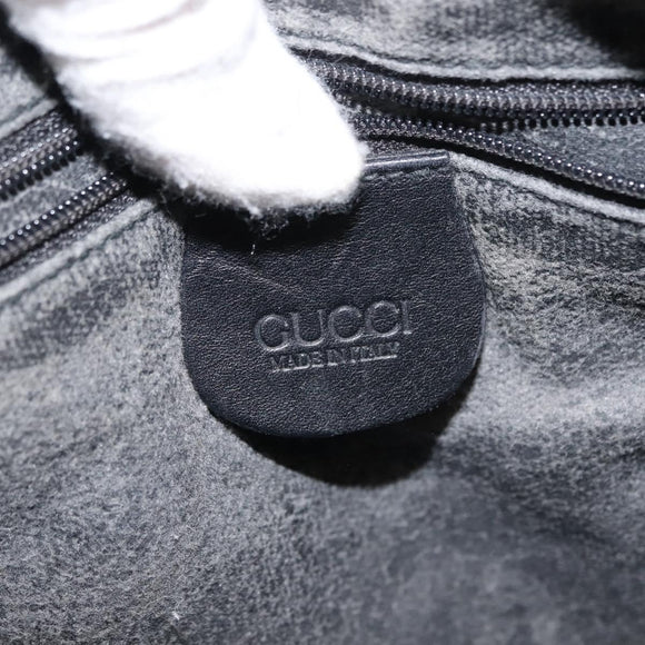 GUCCI Hand Bag Canvas Black Gold Auth ep11115