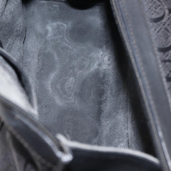 GUCCI Hand Bag Canvas Black Gold Auth ep11115