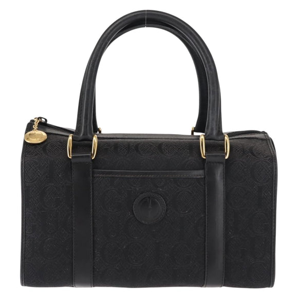 GUCCI Hand Bag Canvas Black Gold Auth ep11115