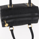 GUCCI Hand Bag Canvas Black Gold Auth ep11115-6