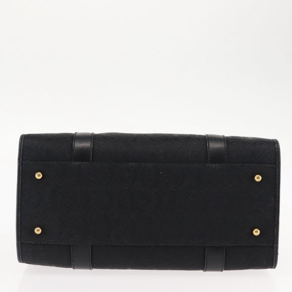 GUCCI Hand Bag Canvas Black Gold Auth ep11115