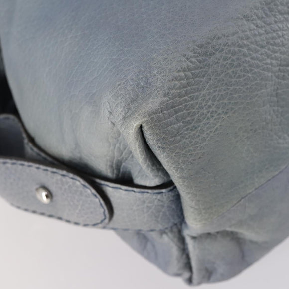 GUCCI Bamboo Tote Bag Leather Blue Auth ep11117