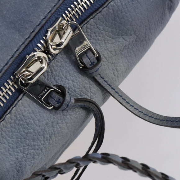 GUCCI Bamboo Tote Bag Leather Blue Auth ep11117