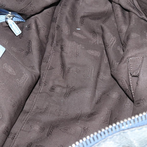 GUCCI Bamboo Tote Bag Leather Blue Auth ep11117