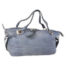 GUCCI Bamboo Tote Bag Leather Blue Auth ep11117-1