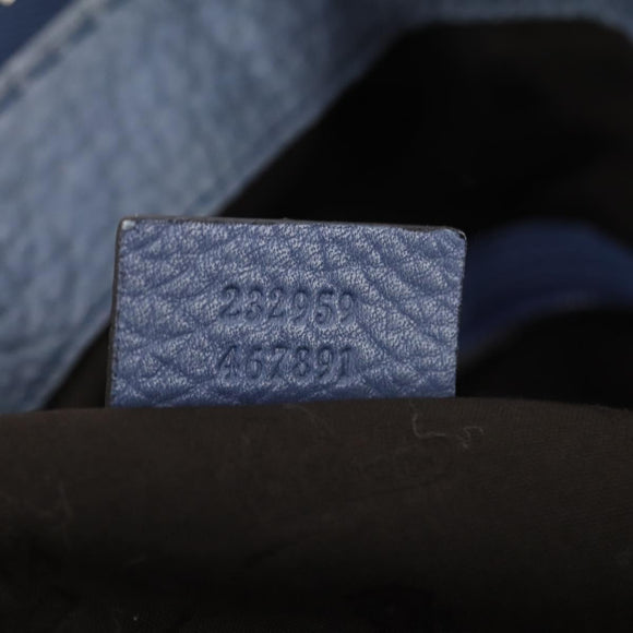 GUCCI Bamboo Tote Bag Leather Blue Auth ep11117