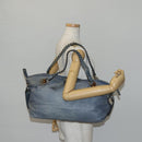 GUCCI Bamboo Tote Bag Leather Blue Auth ep11117-22