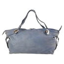 GUCCI Bamboo Tote Bag Leather Blue Auth ep11117-2