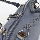 GUCCI Bamboo Tote Bag Leather Blue Auth ep11117-6
