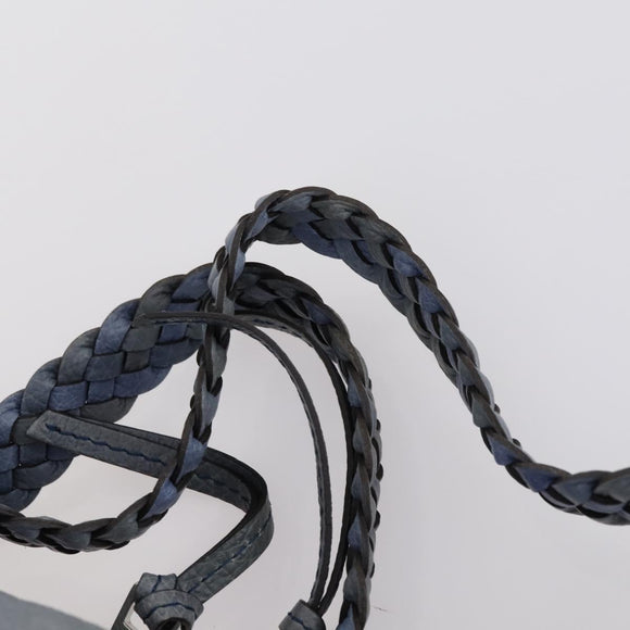 GUCCI Bamboo Tote Bag Leather Blue Auth ep11117