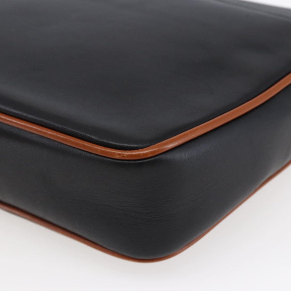 CELINE Shoulder Bag Leather Black Gold Auth ep11125