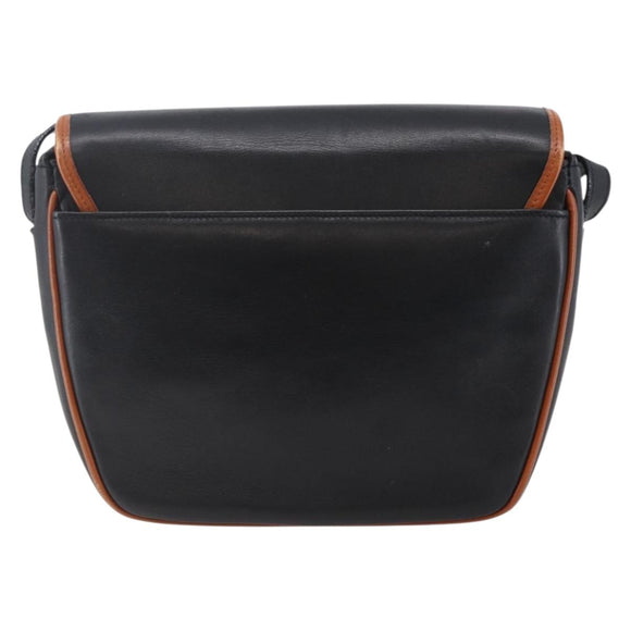 CELINE Shoulder Bag Leather Black Gold Auth ep11125