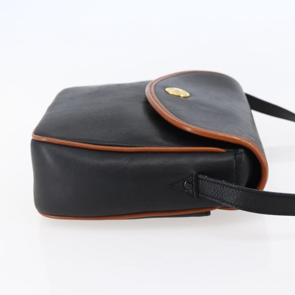 CELINE Shoulder Bag Leather Black Gold Auth ep11125